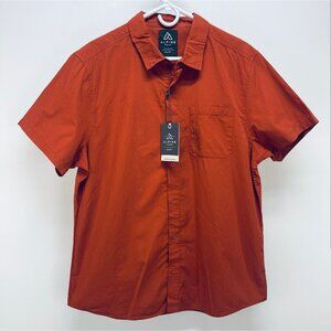 Alpine Design Shirt Size L Men’s Dobby Woven Button Up Orange Short Sleeve New